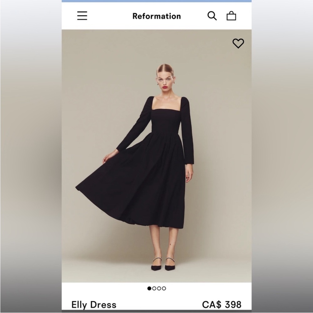 Reformation Elly Long Sleeve Black Dress